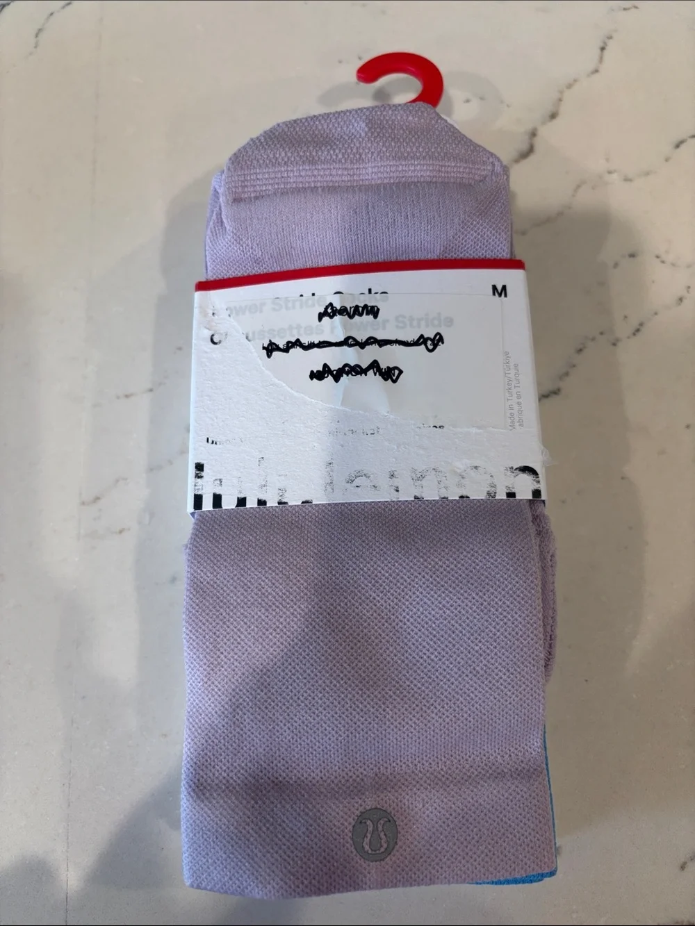 lululemon 3-pack Power Stride Crew Socks in Lilac, Ocean Wave & White Medium NWT